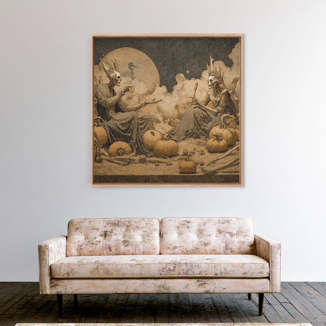 Desert Halloween, Dark Symbolist Art, Square Wall Art, Gothic Horror Wall Art, Framed Canvas Print, Halloween Wall Art