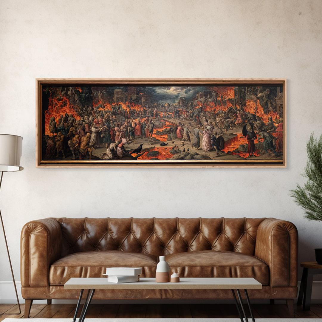 The Volcanic Demon Festival, Danse Macabre Art, Extra Wide Wall Art, Gothic Horror Wall Art, Canvas Print