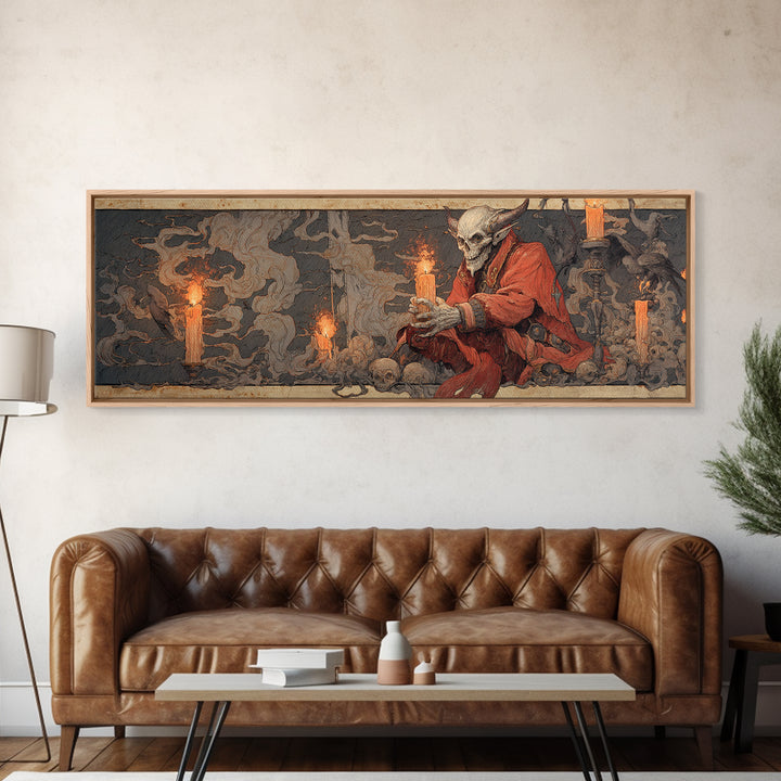 The Volcanic Demon Festival, Decadent Gothic Art, Extra Wide Wall Art, Macabre Wall Art, Canvas Print, Halloween Wall Art