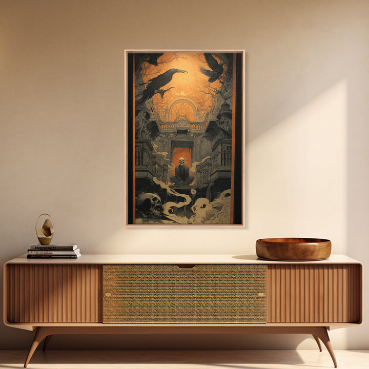The Clockwork Haunted House, Decadent Gothic Art, Vertical Wall Art, Dark Fantasy Wall Art, Canvas Print, Halloween Wall Art