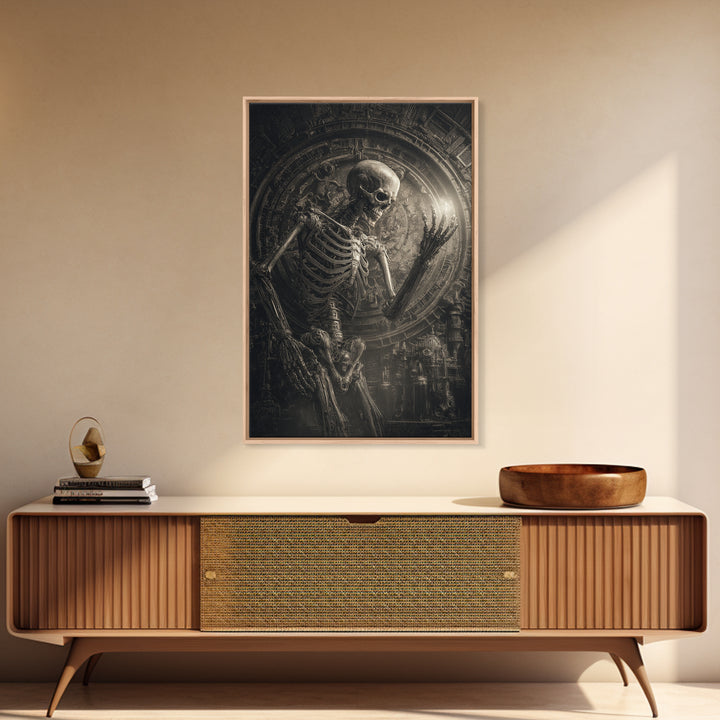 The Clockwork Haunted House, Biomechanical Horror Art, Vertical Wall Art, Dark Fantasy Wall Art, Framed Canvas Print, Halloween Wall Art