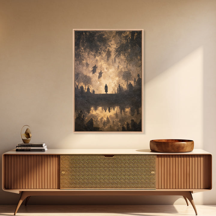 The Upside-Down Cemetery, Dark Romantic Horror Art, Vertical Wall Art, Macabre Wall Art, Framed Canvas Print, Halloween Wall Art