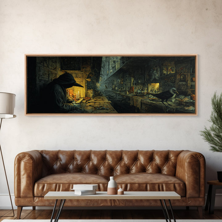The Infinite Hallway, Medieval Grotesque Art, Extra Wide Wall Art, Dark Halloween Decor, Canvas Print, Halloween Wall Art