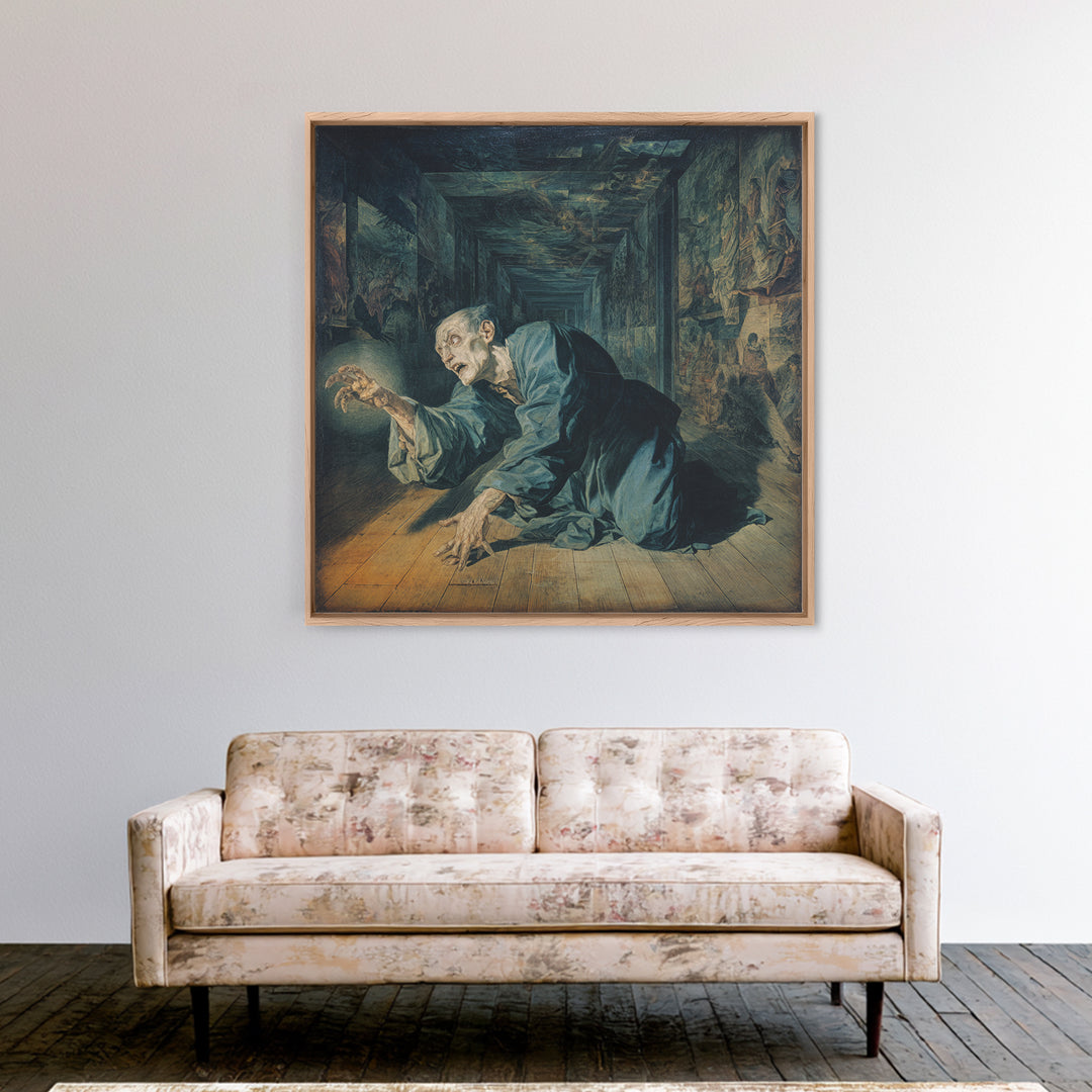 The Infinite Hallway, Dark Renaissance Art, Square Wall Art, Gothic Horror Wall Art, Canvas Print, Halloween Wall Art