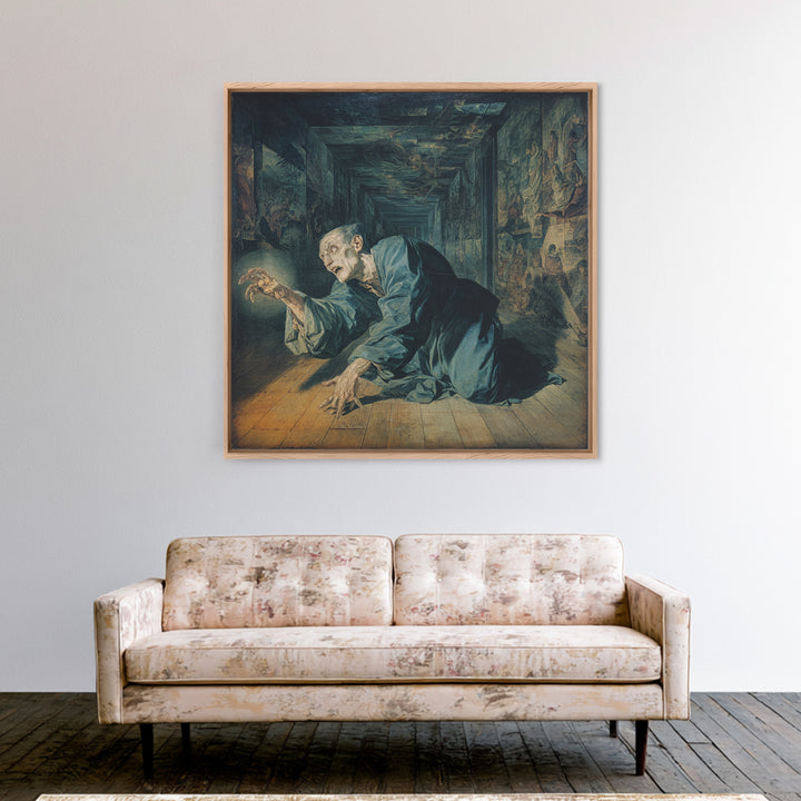 The Infinite Hallway, Dark Renaissance Art, Square Wall Art, Gothic Horror Wall Art, Canvas Print, Halloween Wall Art