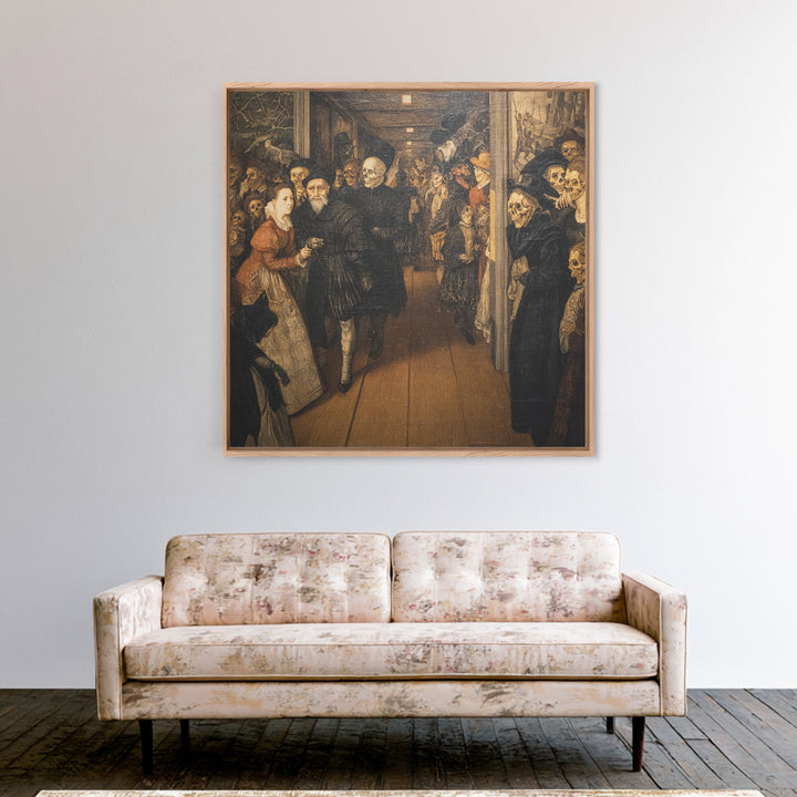 The Infinite Hallway, Danse Macabre Art, Square Wall Art, Dark Halloween Decor, Framed Canvas Print, Halloween Wall Art