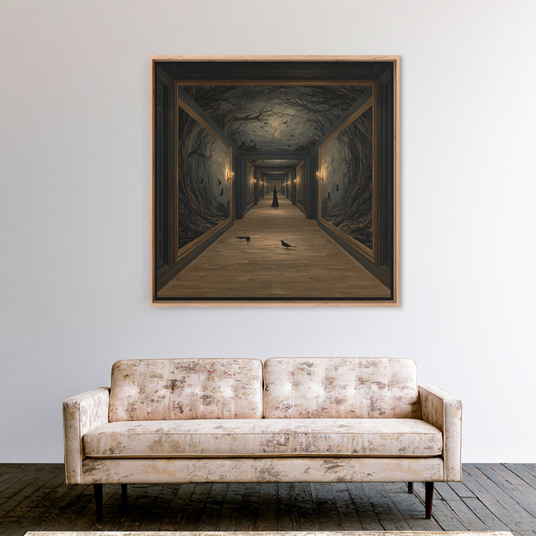 The Infinite Hallway, Baroque Witchcraft Art, Square Wall Art, Macabre Wall Art, Canvas Print, Halloween Wall Art, Horror Wall Art