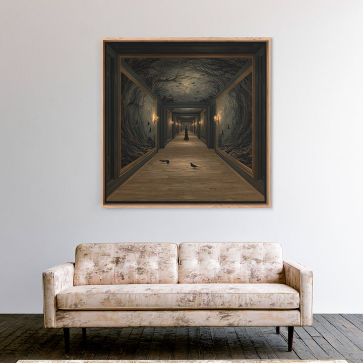 The Infinite Hallway, Baroque Witchcraft Art, Square Wall Art, Macabre Wall Art, Canvas Print, Halloween Wall Art, Horror Wall Art