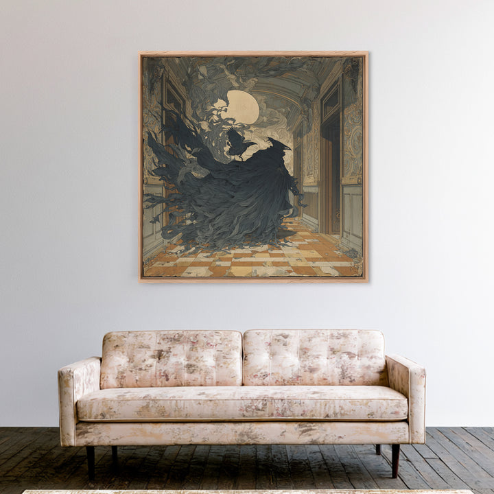 The Infinite Hallway, Decadent Gothic Art, Square Wall Art, Dark Halloween Decor, Canvas Print, Halloween Wall Art, Gothic Home Decor