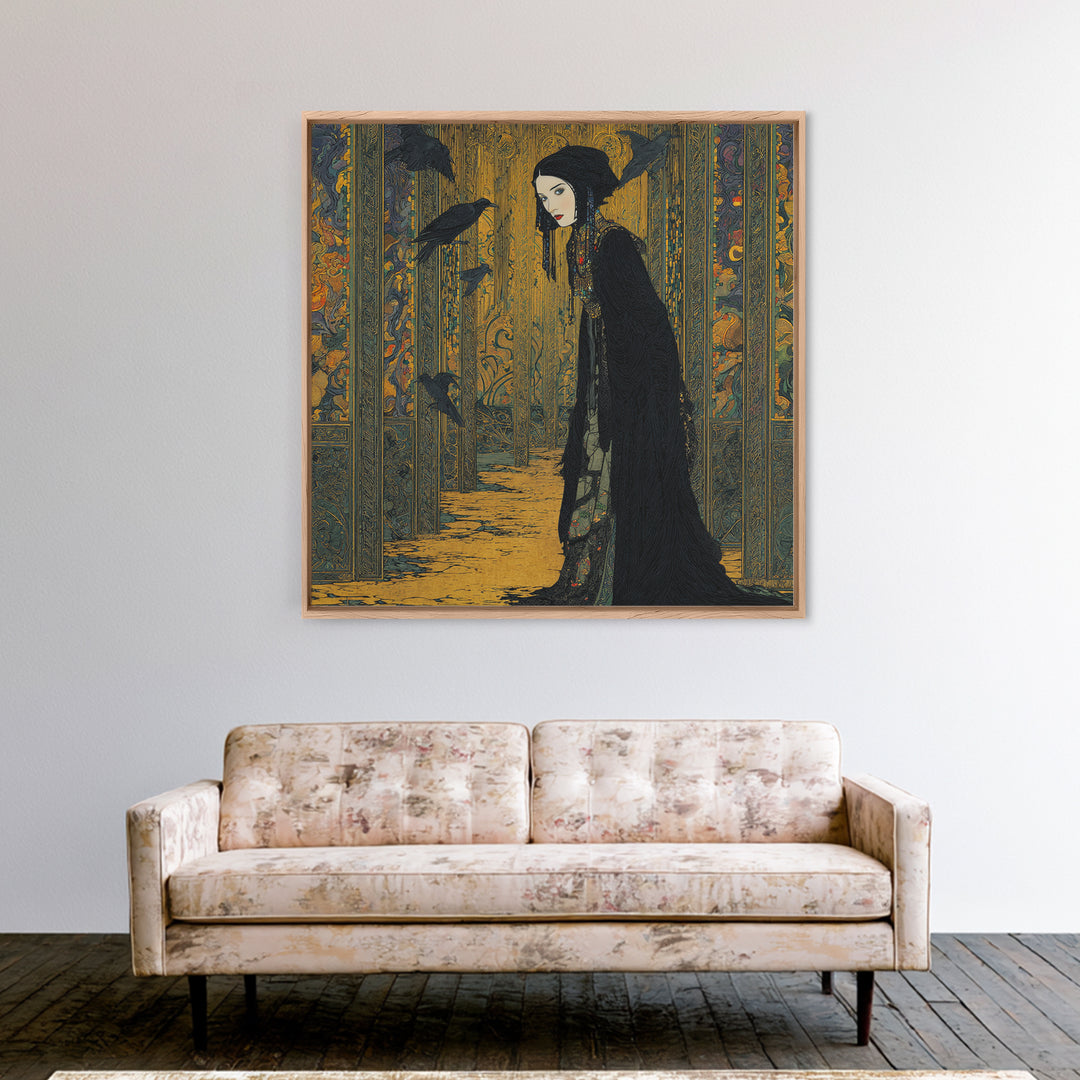 The Infinite Hallway, Stained Glass Gothic Art, Square Wall Art, Macabre Wall Art, Canvas Print, Halloween Wall Art, Collectible Wall Decor