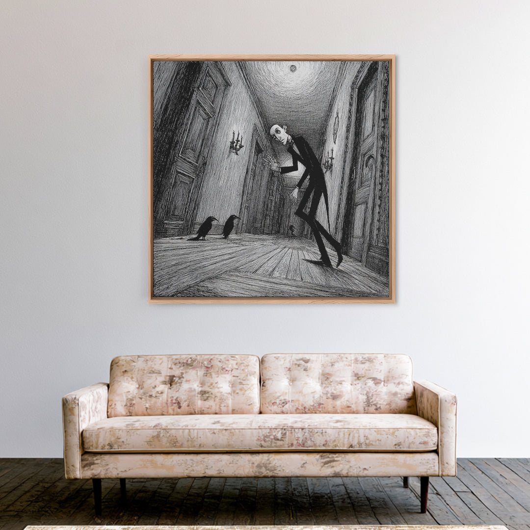 The Infinite Hallway, Victorian Macabre Art, Square Wall Art, Dark Halloween Decor, Canvas Print, Halloween Wall Art