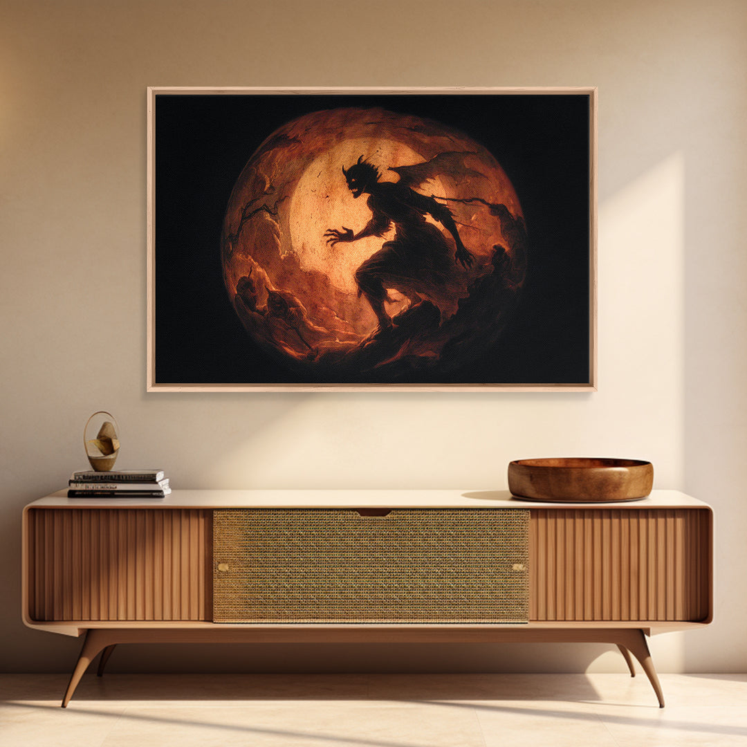 The Moon Inside A Pumpkin, Gothic Nightmare Art, Landscape Wall Art, Dark Halloween Decor, Canvas Print, Halloween Wall Art