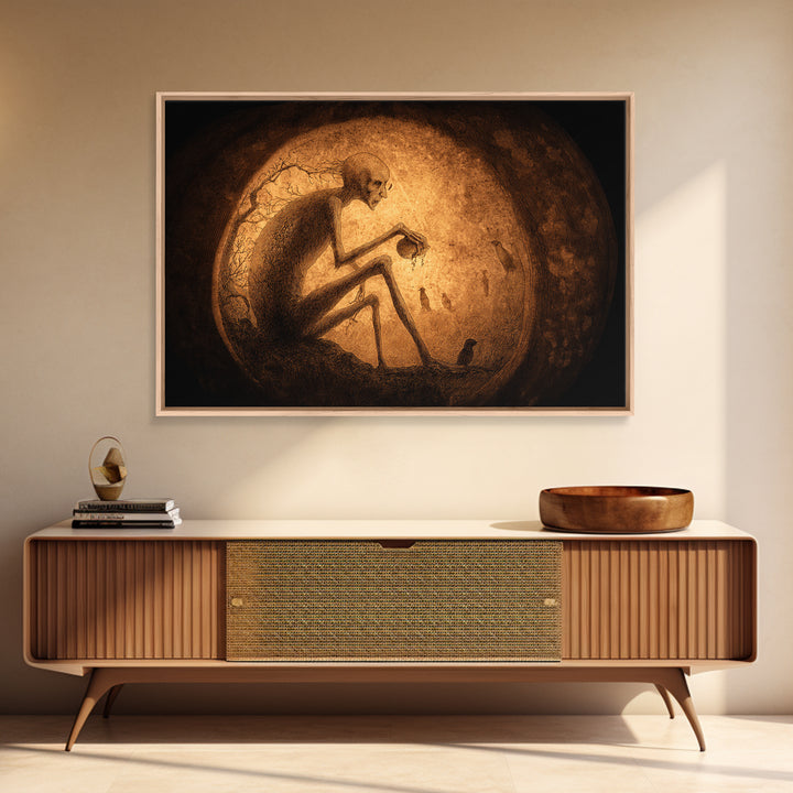The Moon Inside A Pumpkin, Expressionist Nightmare Art, Landscape Wall Art, Dark Fantasy Wall Art, Canvas Print, Halloween Wall Art