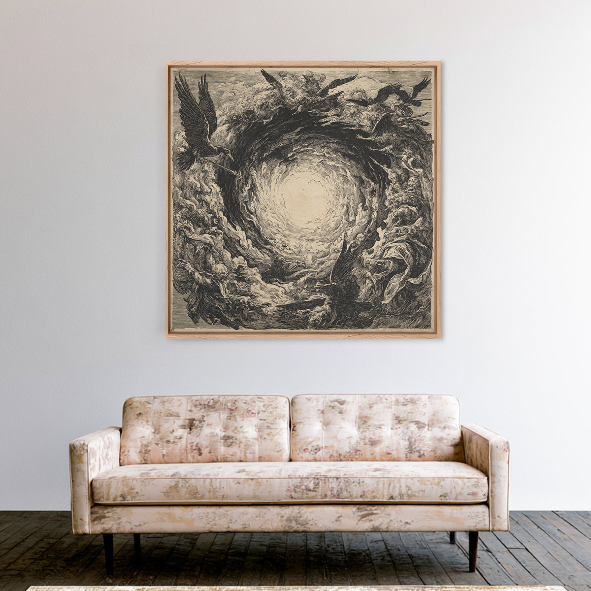 The Autumn-Leaf Ghost, Renaissance Engraving Art, Square Wall Art, Gothic Horror Wall Art, Canvas Print, Halloween Wall Art