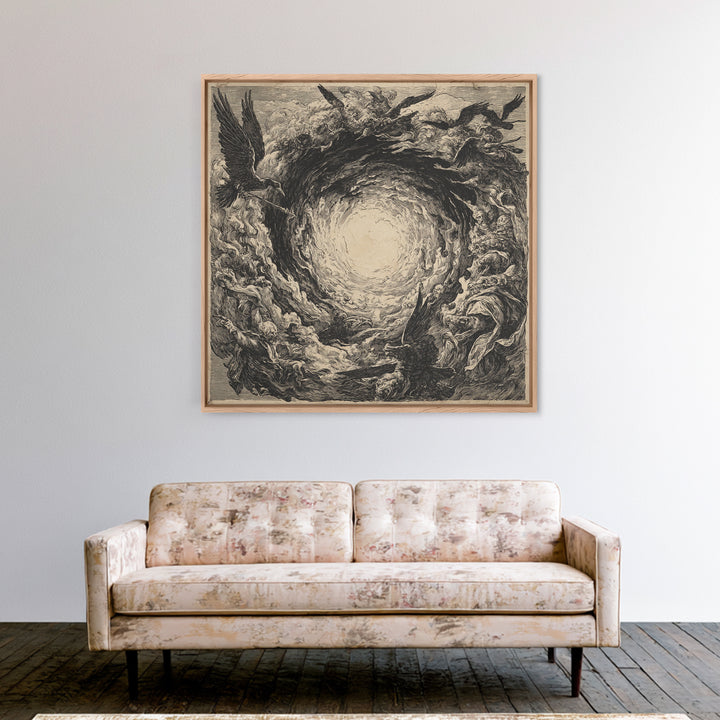 The Autumn-Leaf Ghost, Renaissance Engraving Art, Square Wall Art, Gothic Horror Wall Art, Canvas Print, Halloween Wall Art
