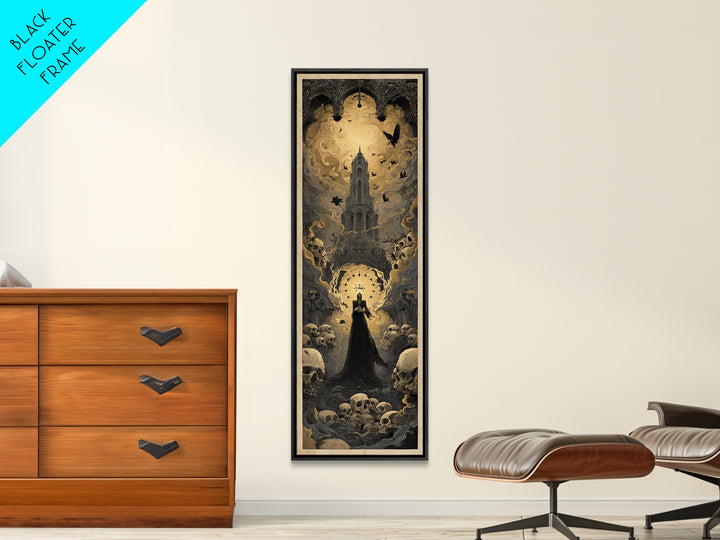 The Cathedral Of Bones, Visionary Gothic Art, Tall Narrow Wall Art, Gothic Horror Wall Art, Canvas Print, Halloween Wall Art