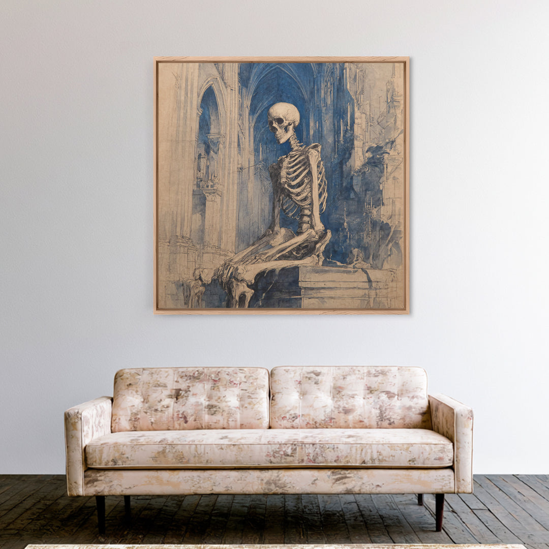 The Cathedral Of Bones, Decadent Gothic Art, Square Wall Art, Gothic Horror Wall Art, Framed Canvas Print, Halloween Wall Art