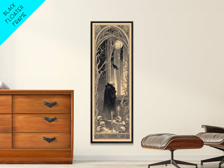 The Cathedral Of Bones, Decadent Line Art, Tall Narrow Wall Art, Macabre Wall Art, Canvas Print, Halloween Wall Art