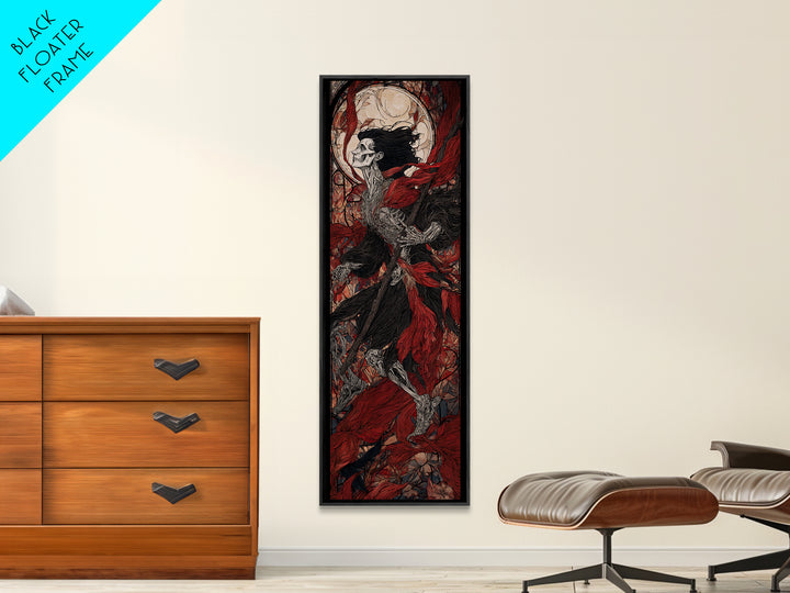 The Cathedral Of Bones, Stained Glass Gothic Art, Tall Narrow Wall Art, Macabre Wall Art, Framed Canvas Print, Halloween Wall Art