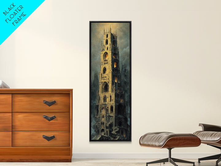 The Cathedral Of Bones, Surreal Apocalyptic Art, Tall Narrow Wall Art, Gothic Horror Wall Art, Framed Canvas Print