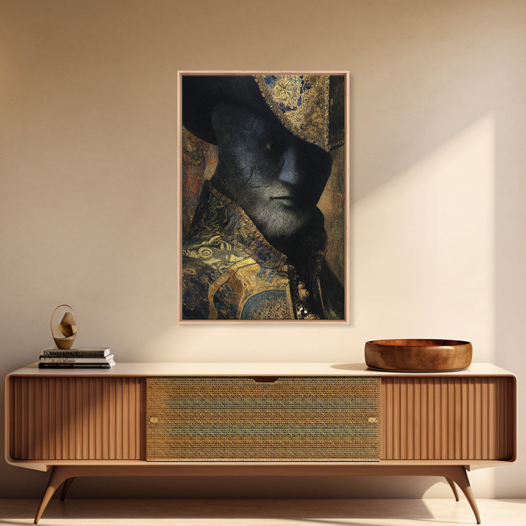 The Town Where Shadows Live, Ornate Symbolist Art, Vertical Wall Art, Gothic Horror Wall Art, Canvas Print, Halloween Wall Art