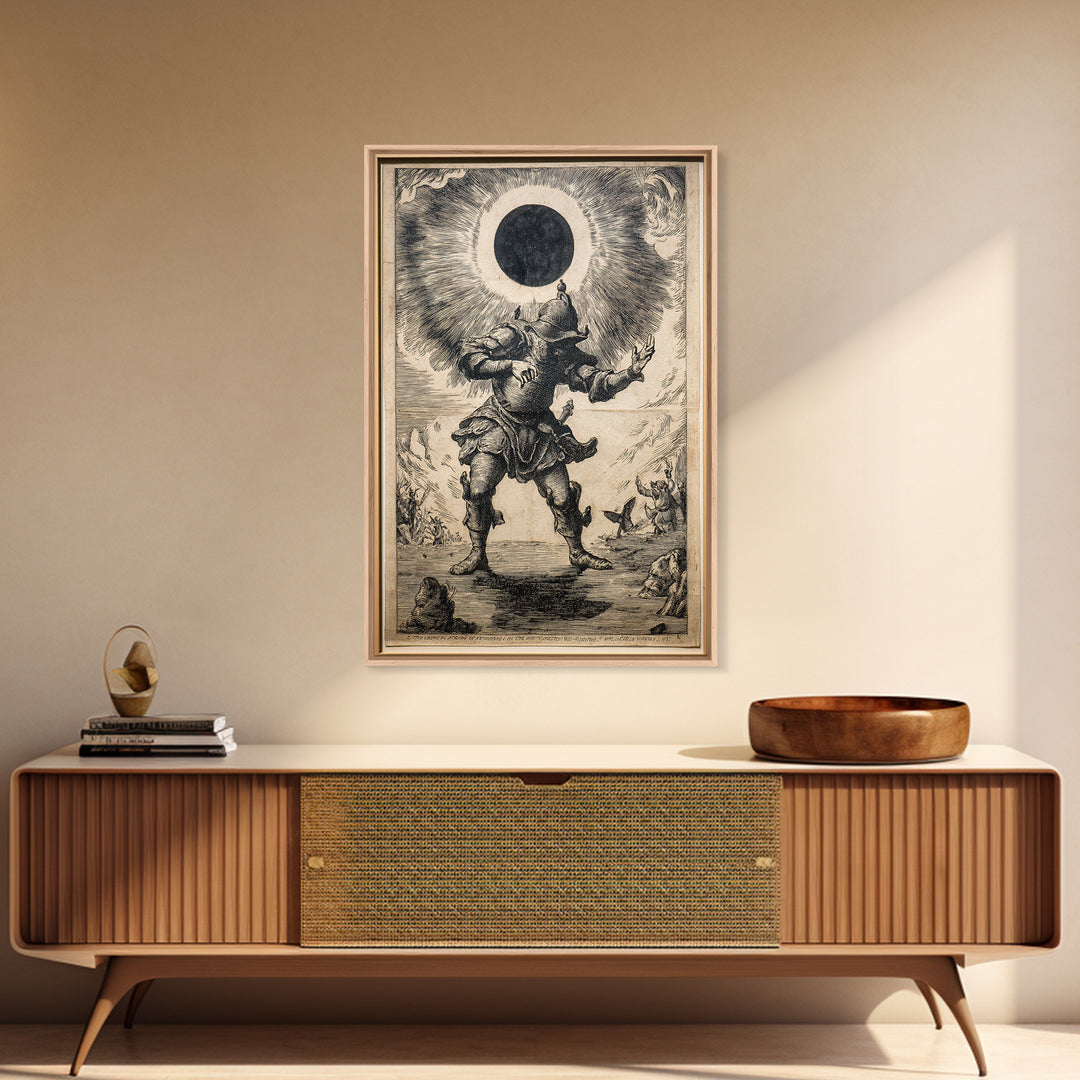 The Eclipse Summoning, Renaissance Engraving Art, Vertical Wall Art, Gothic Horror Wall Art, Canvas Print, Halloween Wall Art