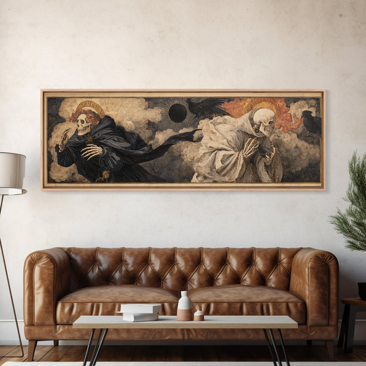 The Eclipse Summoning, Danse Macabre Art, Extra Wide Wall Art, Dark Fantasy Wall Art, Framed Canvas Print