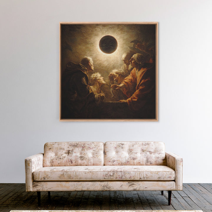 The Eclipse Summoning, Gothic Nightmare Art, Square Wall Art, Dark Halloween Decor, Framed Canvas Print, Halloween Wall Art