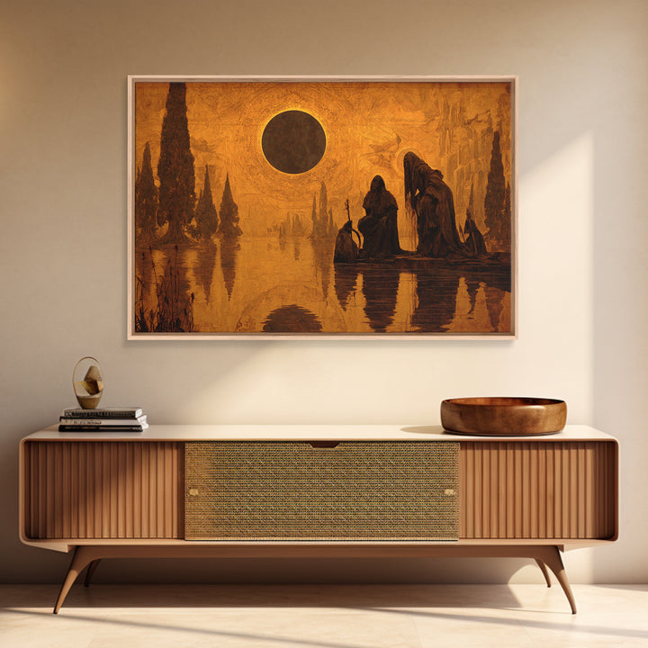 The Eclipse Summoning, Symbolist Gothic Landscape, Landscape Wall Art, Gothic Horror Wall Art, Canvas Print, Halloween Wall Art