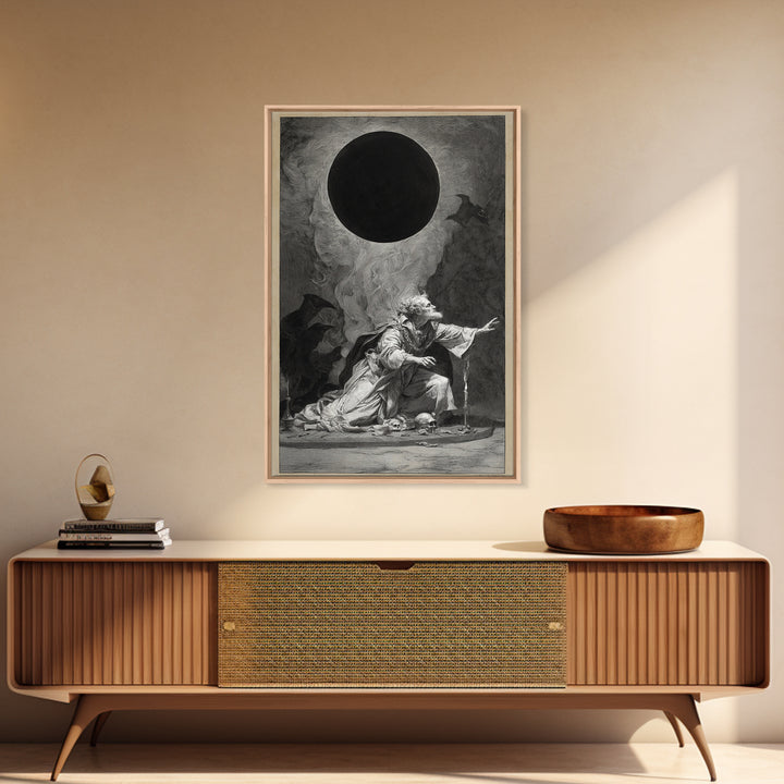 The Eclipse Summoning, Decadent Gothic Art, Vertical Wall Art, Dark Halloween Decor, Canvas Print, Halloween Wall Art