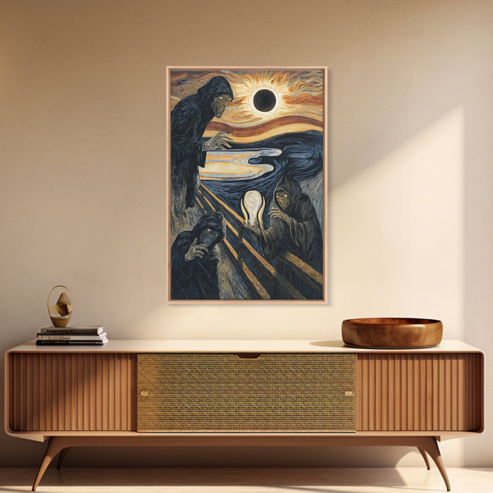 The Eclipse Summoning, Expressionist Gothic Art, Vertical Wall Art, Gothic Horror Wall Art, Framed Canvas Print, Halloween Wall Art
