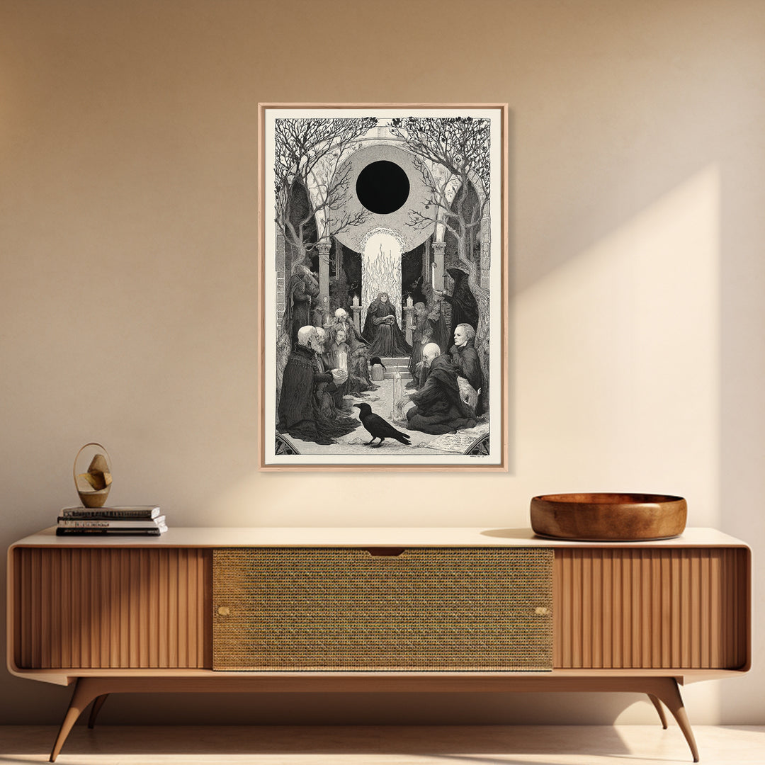The Eclipse Summoning, Victorian Macabre Art, Vertical Wall Art, Gothic Horror Wall Art, Canvas Print, Halloween Wall Art