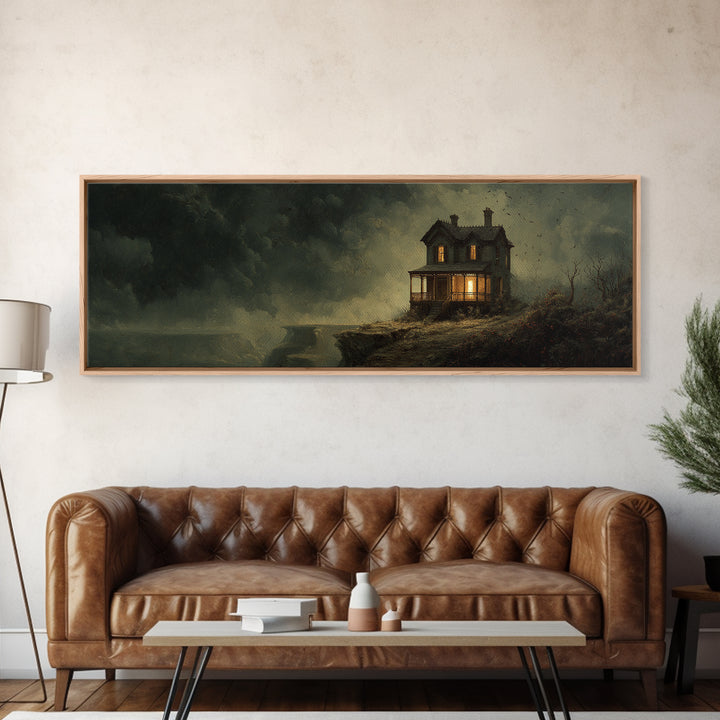 The Last House At The World'S Edge, Medieval Grotesque Art, Extra Wide Wall Art, Macabre Wall Art, Framed Canvas Print
