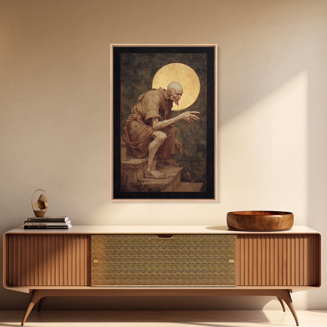 The Last House At The World'S Edge, Dark Renaissance Art, Vertical Wall Art, Dark Halloween Decor, Framed Canvas Print