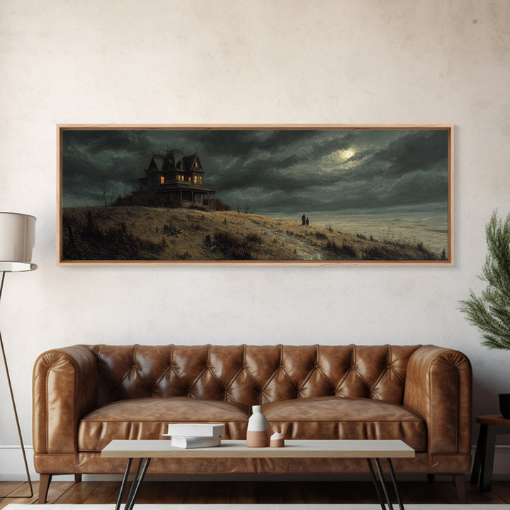 The Last House At The World'S Edge, Danse Macabre Art, Extra Wide Wall Art, Dark Halloween Decor, Canvas Print