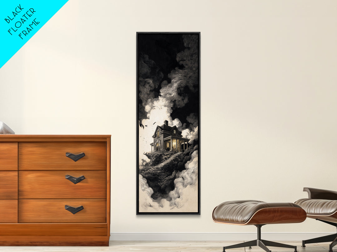 The Last House At The World'S Edge, Architectural Etching Art, Tall Narrow Wall Art, Gothic Horror Wall Art