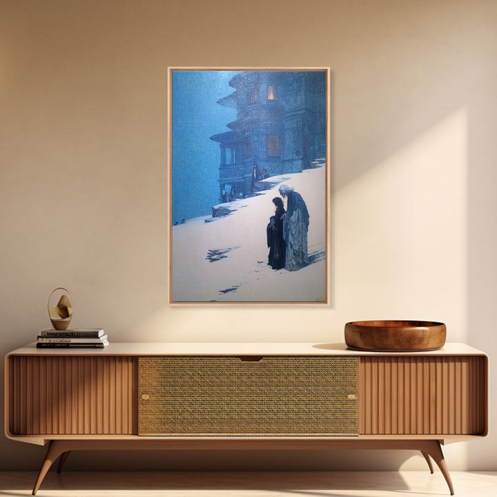 The Last House At The World'S Edge, Symbolist Death Art, Vertical Wall Art, Gothic Horror Wall Art, Framed Canvas Print