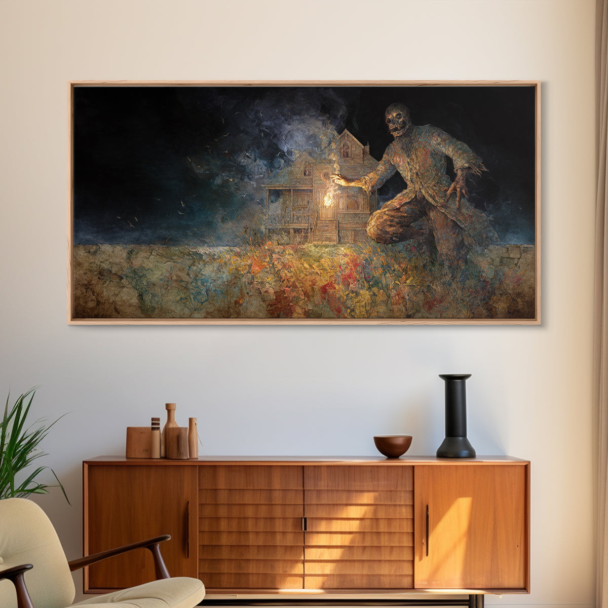 The Last House At The World'S Edge, Grotesque Carnival Art, Wide Panoramic Art, Macabre Wall Art, Canvas Print, Halloween Wall Art