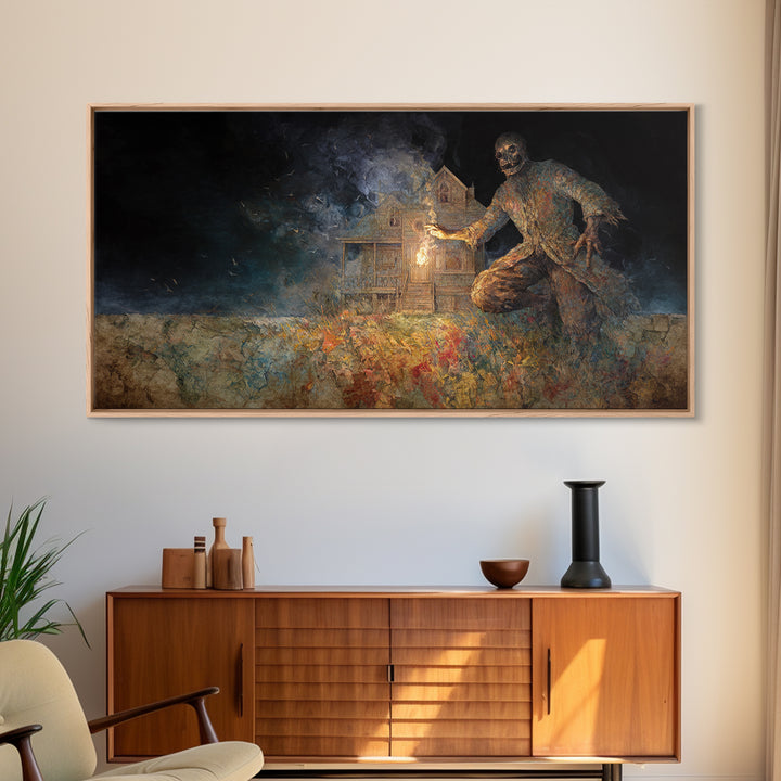 The Last House At The World'S Edge, Grotesque Carnival Art, Wide Panoramic Art, Macabre Wall Art, Canvas Print, Halloween Wall Art