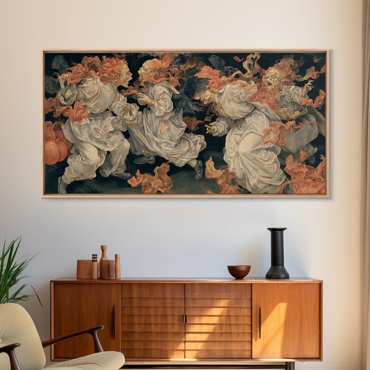 Halloween On Another Planet, Dark Renaissance Art, Wide Panoramic Art, Dark Halloween Decor, Canvas Print, Halloween Wall Art