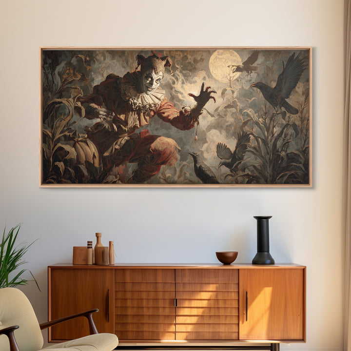 Halloween On Another Planet, Gothic Nightmare Art, Wide Panoramic Art, Macabre Wall Art, Framed Canvas Print, Halloween Wall Art