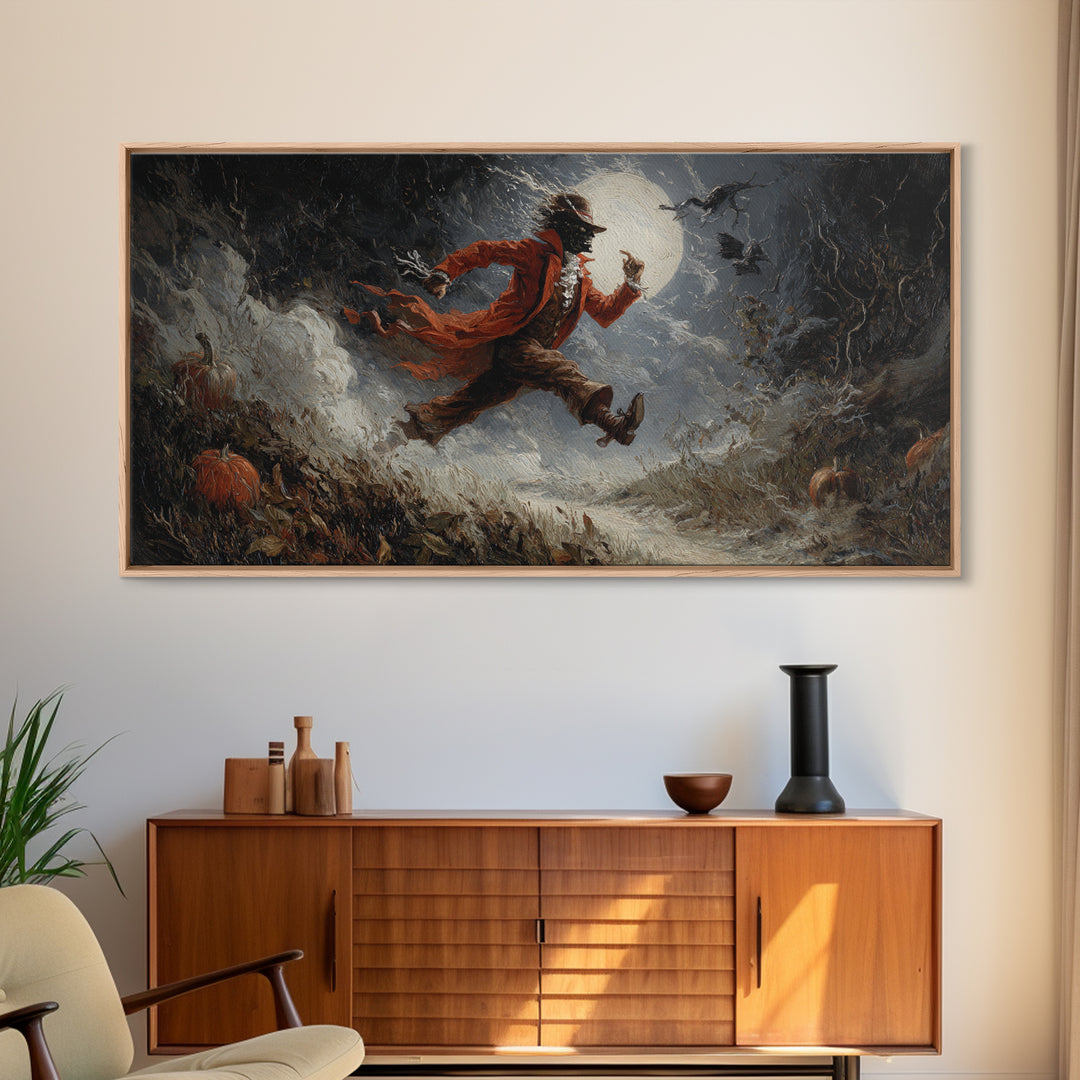 Halloween On Another Planet, Visionary Gothic Art, Wide Panoramic Art, Dark Fantasy Wall Art, Canvas Print, Halloween Wall Art
