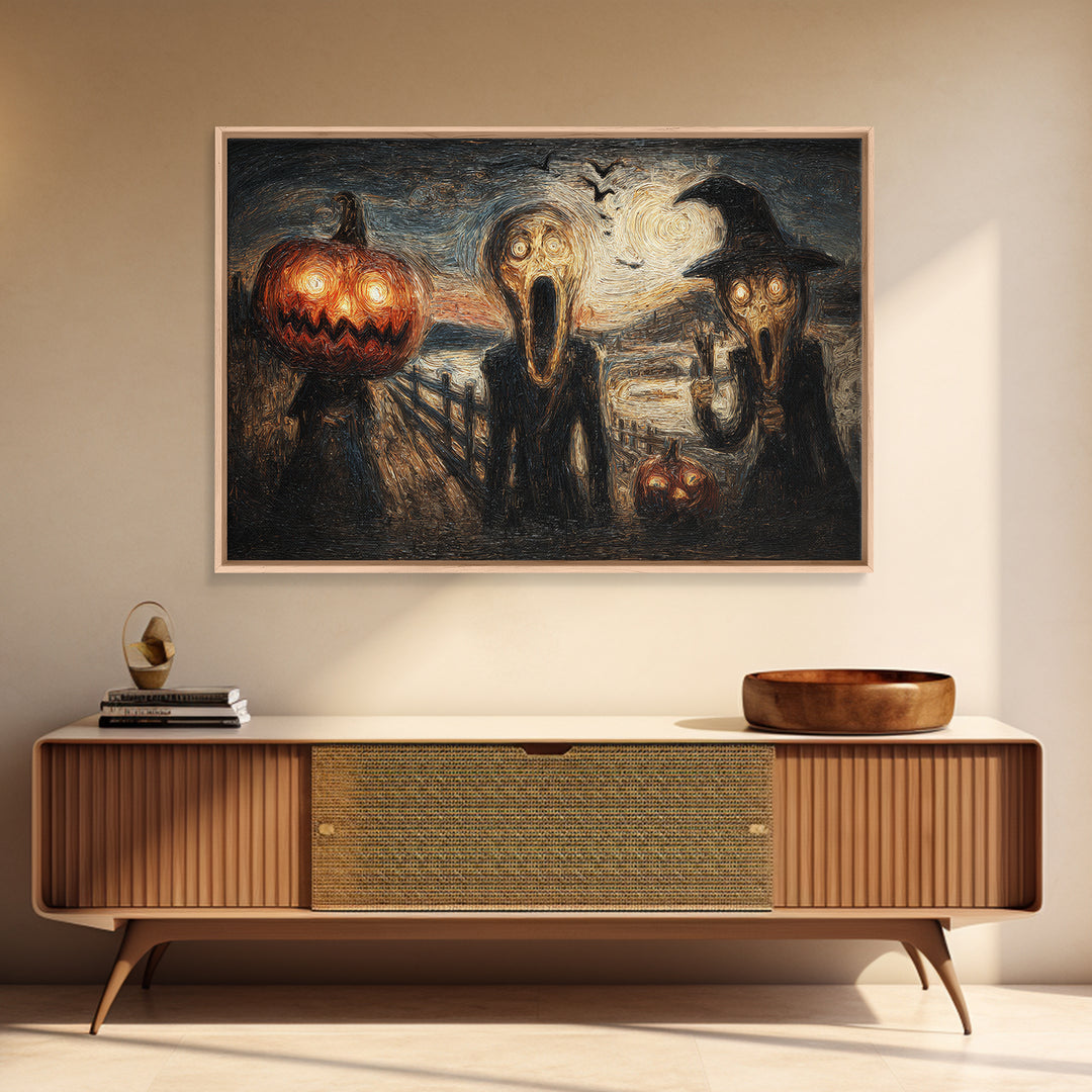 Halloween On Another Planet, Expressionist Gothic Art, Landscape Wall Art, Gothic Horror Wall Art, Framed Canvas Print, Halloween Wall Art