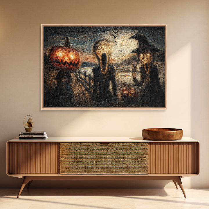 Halloween On Another Planet, Expressionist Gothic Art, Landscape Wall Art, Gothic Horror Wall Art, Framed Canvas Print, Halloween Wall Art
