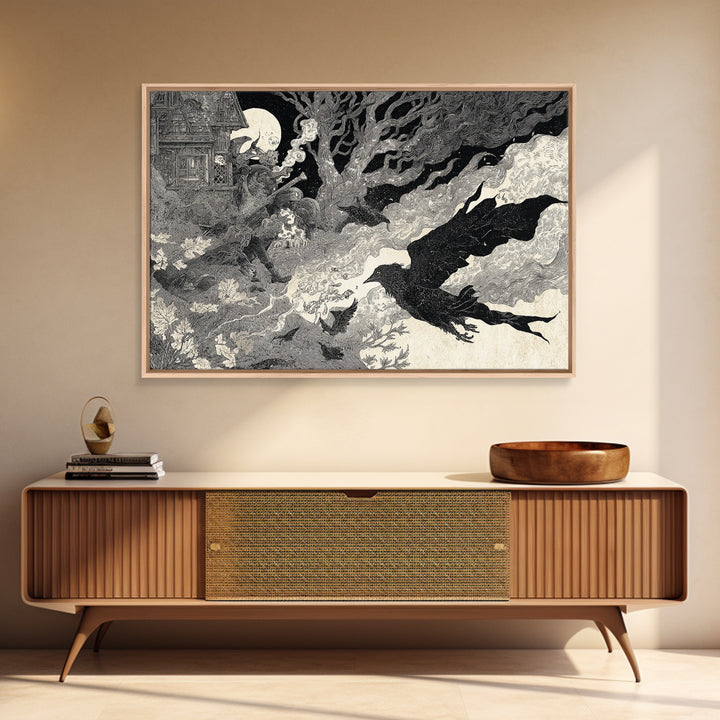 Halloween On Another Planet, Victorian Macabre Art, Landscape Wall Art, Macabre Wall Art, Framed Canvas Print, Halloween Wall Art