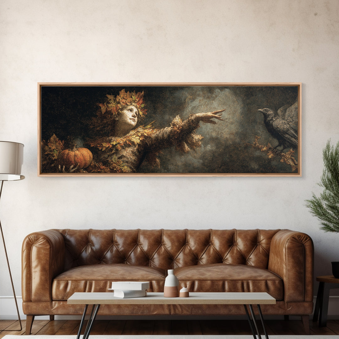 The Personification Of October, Dark Romantic Horror Art, Extra Wide Wall Art, Gothic Horror Wall Art, Canvas Print, Halloween Wall Art