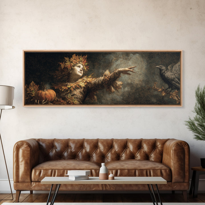 The Personification Of October, Dark Romantic Horror Art, Extra Wide Wall Art, Gothic Horror Wall Art, Canvas Print, Halloween Wall Art