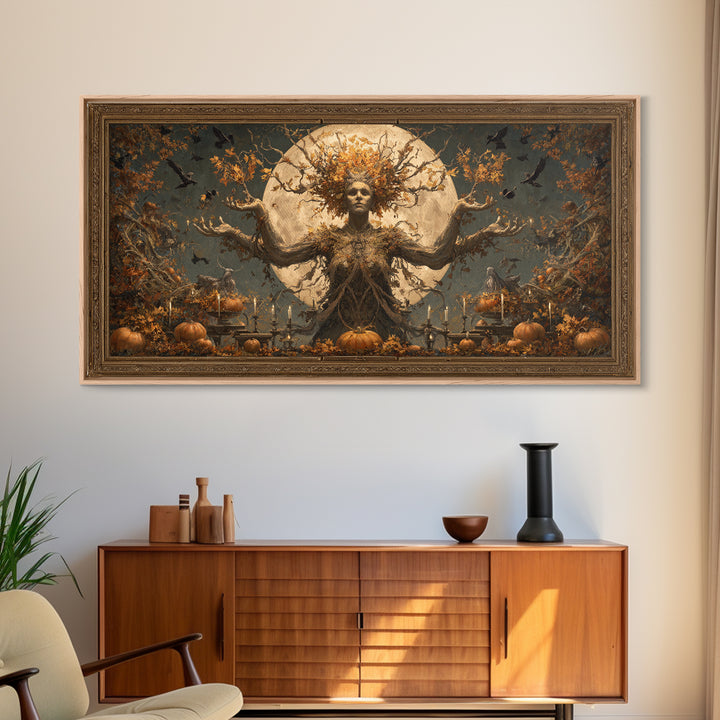 The Personification Of October, Apocalyptic Romantic Art, Wide Panoramic Art, Gothic Horror Wall Art, Canvas Print, Halloween Wall Art