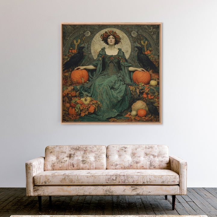 The Personification Of October, Dark Symbolist Art, Square Wall Art, Dark Fantasy Wall Art, Framed Canvas Print, Gothic Home Decor