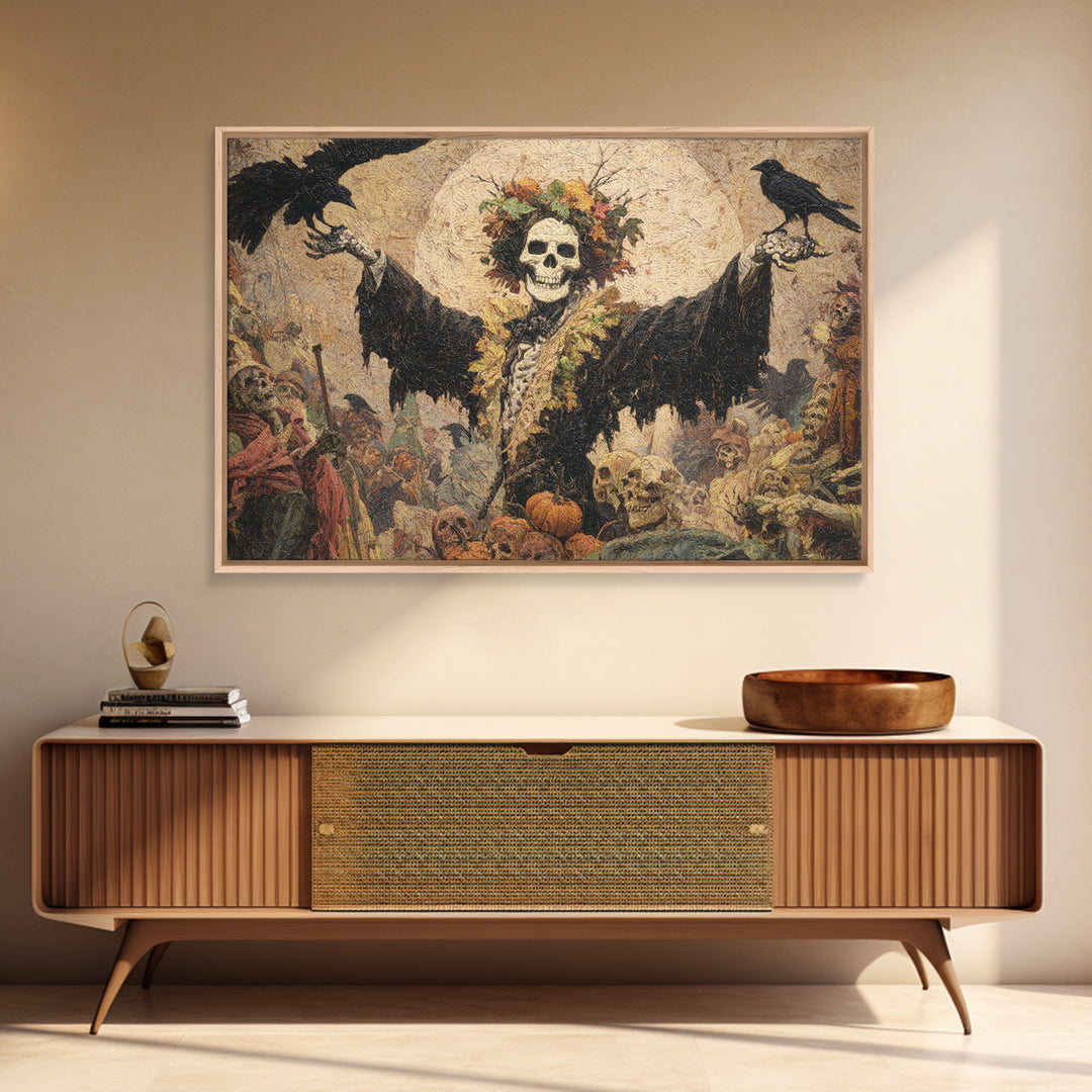 The Personification Of October, Grotesque Carnival Art, Landscape Wall Art, Macabre Wall Art, Framed Canvas Print, Halloween Wall Art